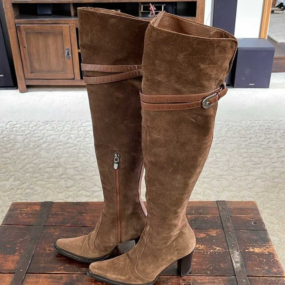 Donald J. Pliner Brown Suede Over the Knee Boots … - image 1