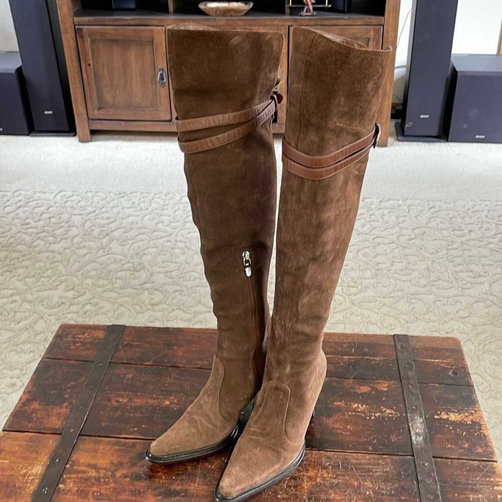 Donald J. Pliner Brown Suede Over the Knee Boots … - image 2