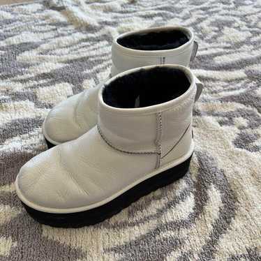 UGG Thick-soled White Leather Short Mouton Boots - image 1