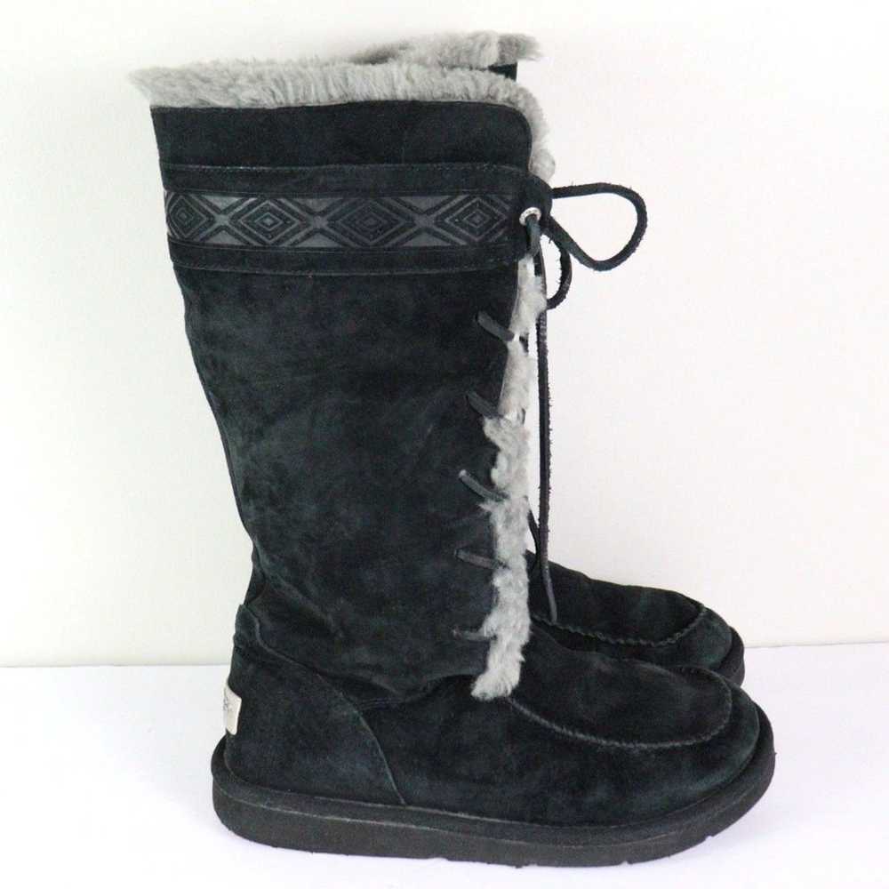 VGC UGG Tularosa Black Leather Sheepskin Winter B… - image 1