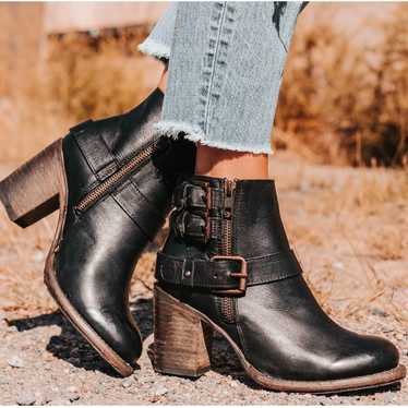 FREEBIRD Bolo Booties Black Leather 7 Buckle