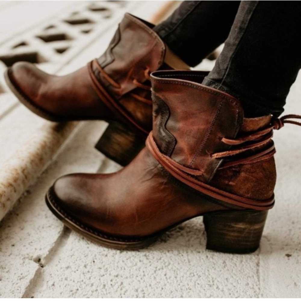 FREEBIRD By Steven Casey Ankle Booties Cognac Siz… - image 12