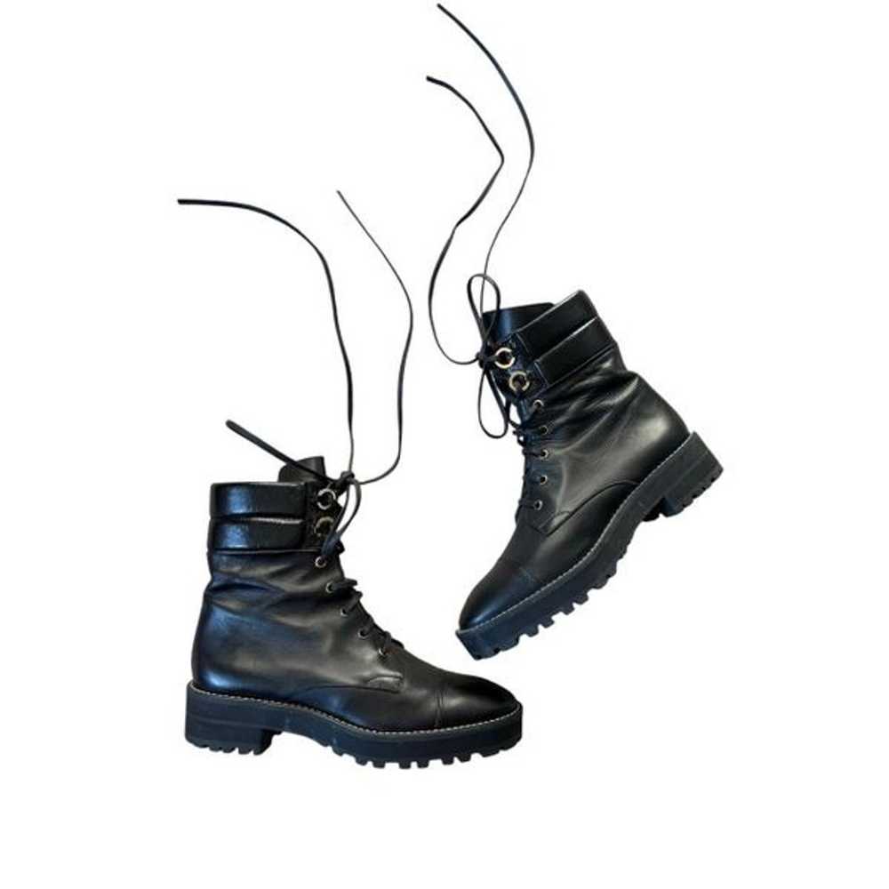 Stuart Weitzman Black Leather LEXY Combat Boots W… - image 1