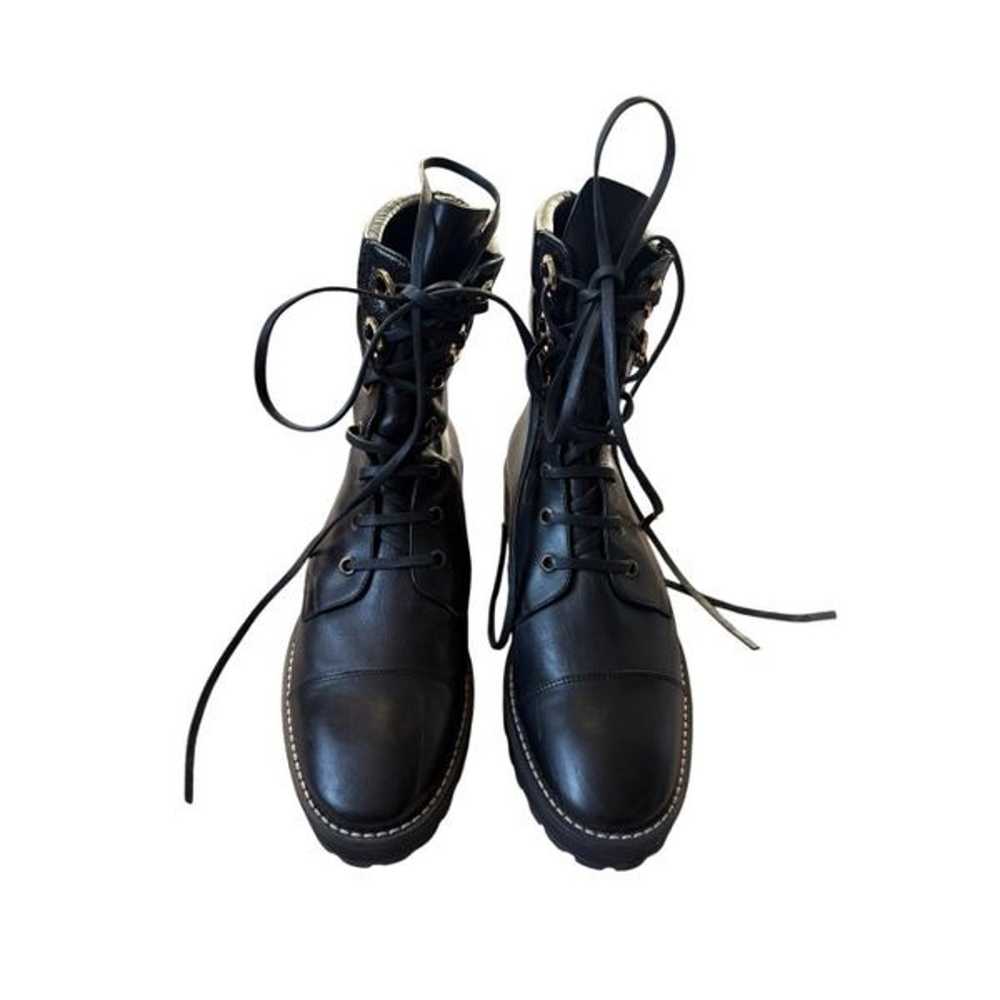 Stuart Weitzman Black Leather LEXY Combat Boots W… - image 2