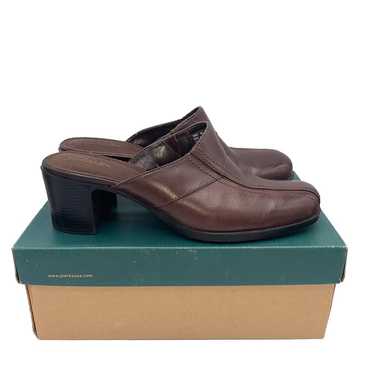 Clarks England MINGLE Dark Brown Leather Open-Back