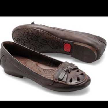 Born Naura chocolate brown leather cutout moccasin