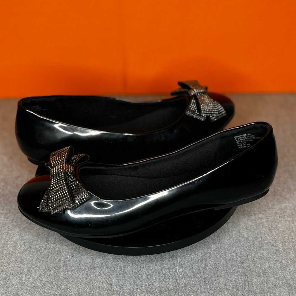 Jessica Simpson Flat Black Rhinestone Bow Ballet … - image 3