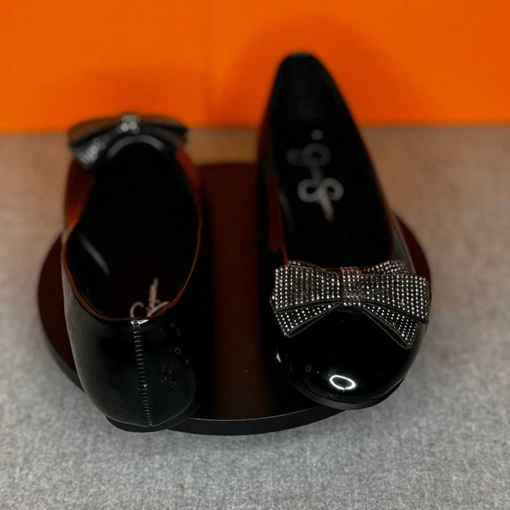 Jessica Simpson Flat Black Rhinestone Bow Ballet … - image 4