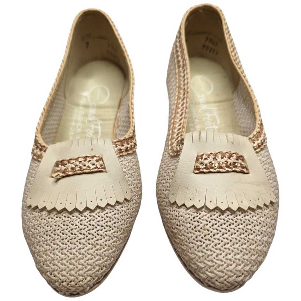 Vtg 1960s Casual Footwear Ivory Kiltie Woven Low … - image 2