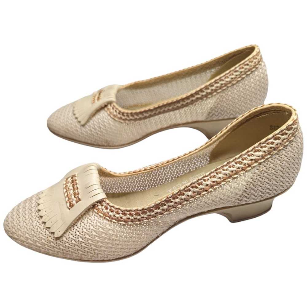 Vtg 1960s Casual Footwear Ivory Kiltie Woven Low … - image 7