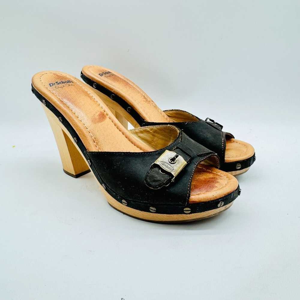 Dr. Scholls Womens 9 Brown Leather Vintage Wooden… - image 2