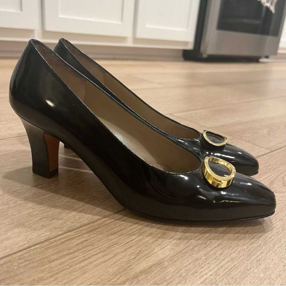 Vintage Salvatore Ferragamo Black Patent Leather … - image 1