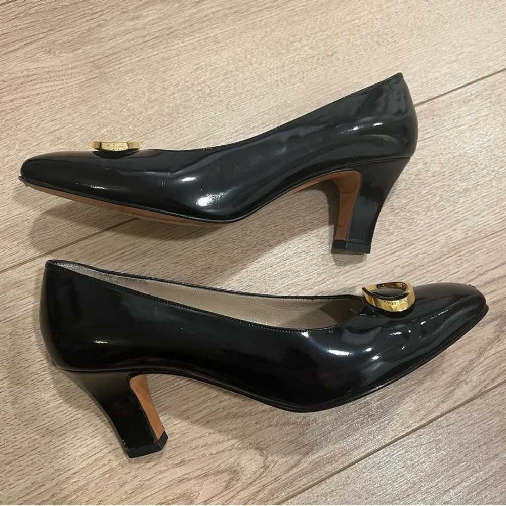 Vintage Salvatore Ferragamo Black Patent Leather … - image 2