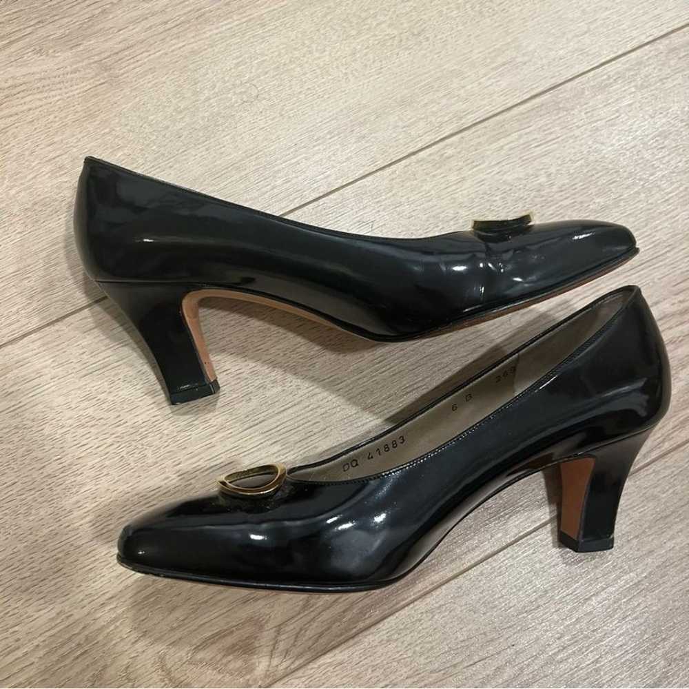 Vintage Salvatore Ferragamo Black Patent Leather … - image 3