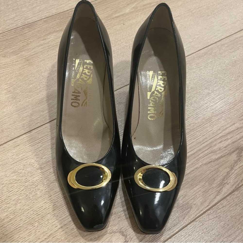 Vintage Salvatore Ferragamo Black Patent Leather … - image 6