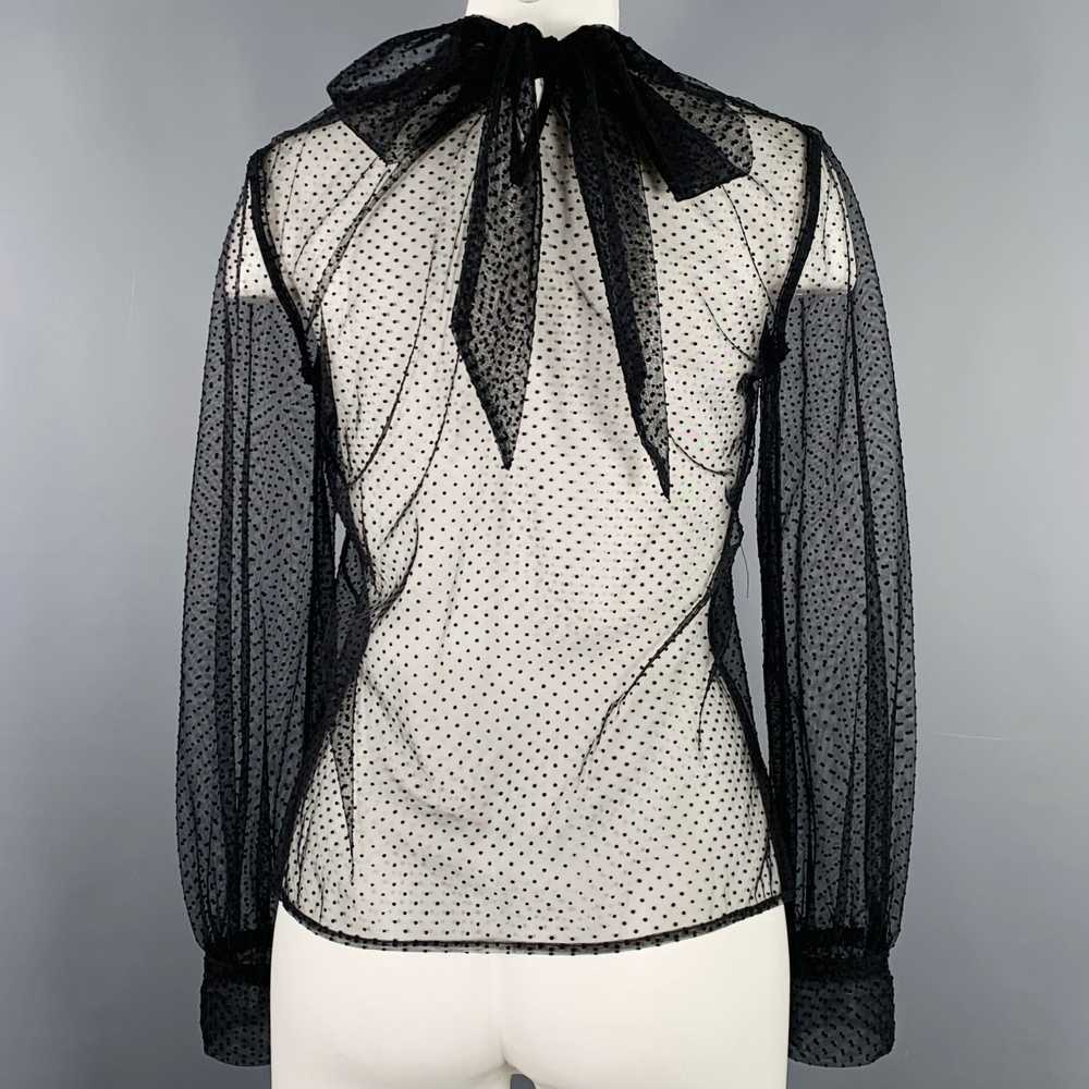 Veronica Beard Black Mesh Polka Dot Bow Blouse - image 3