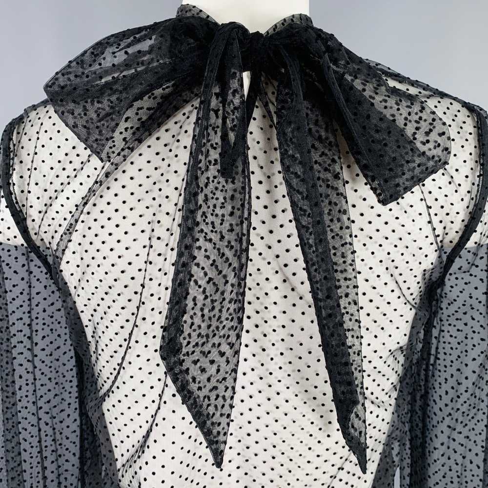 Veronica Beard Black Mesh Polka Dot Bow Blouse - image 4