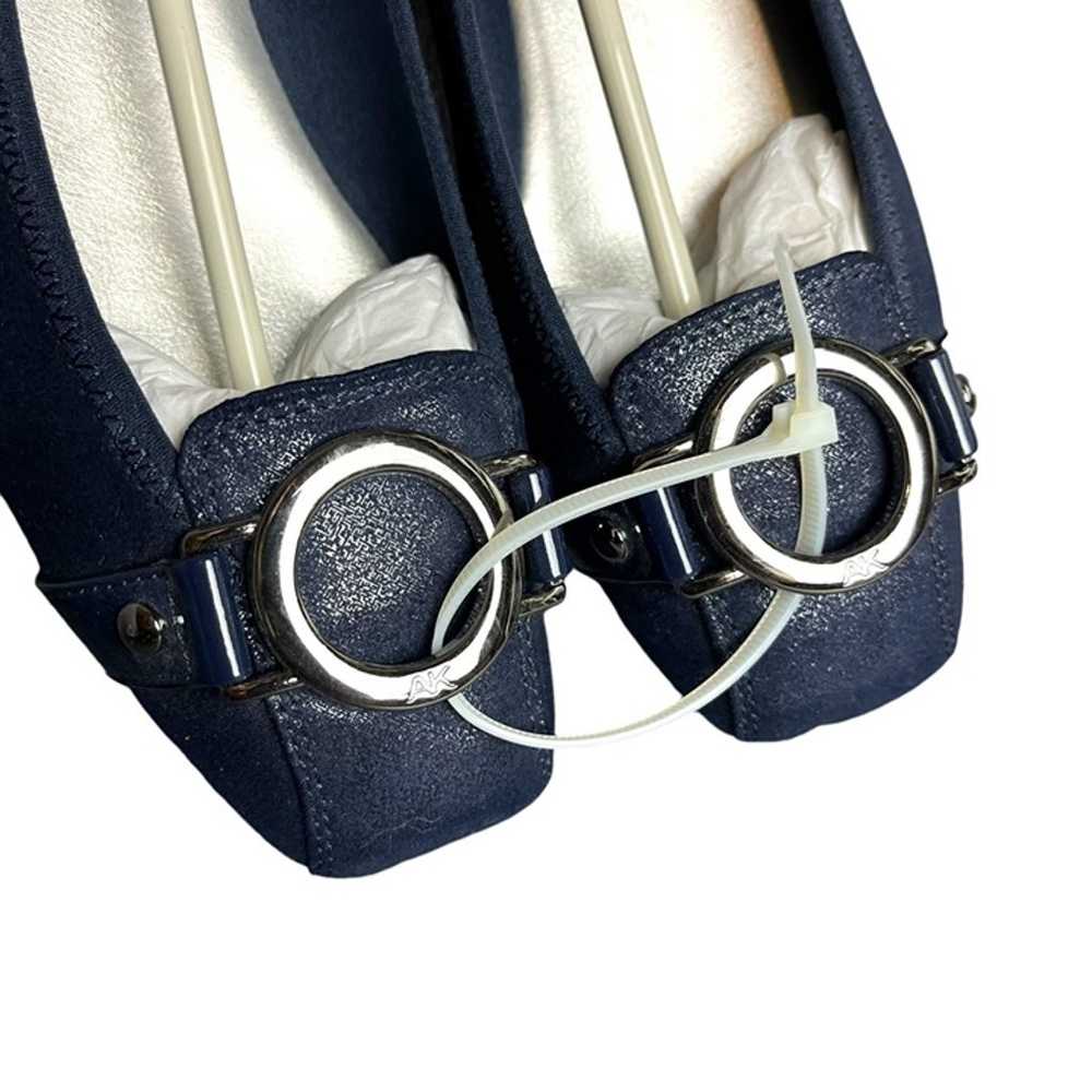 Anne Klein 10 Faux Patent Leather Flats Navy Blue… - image 5