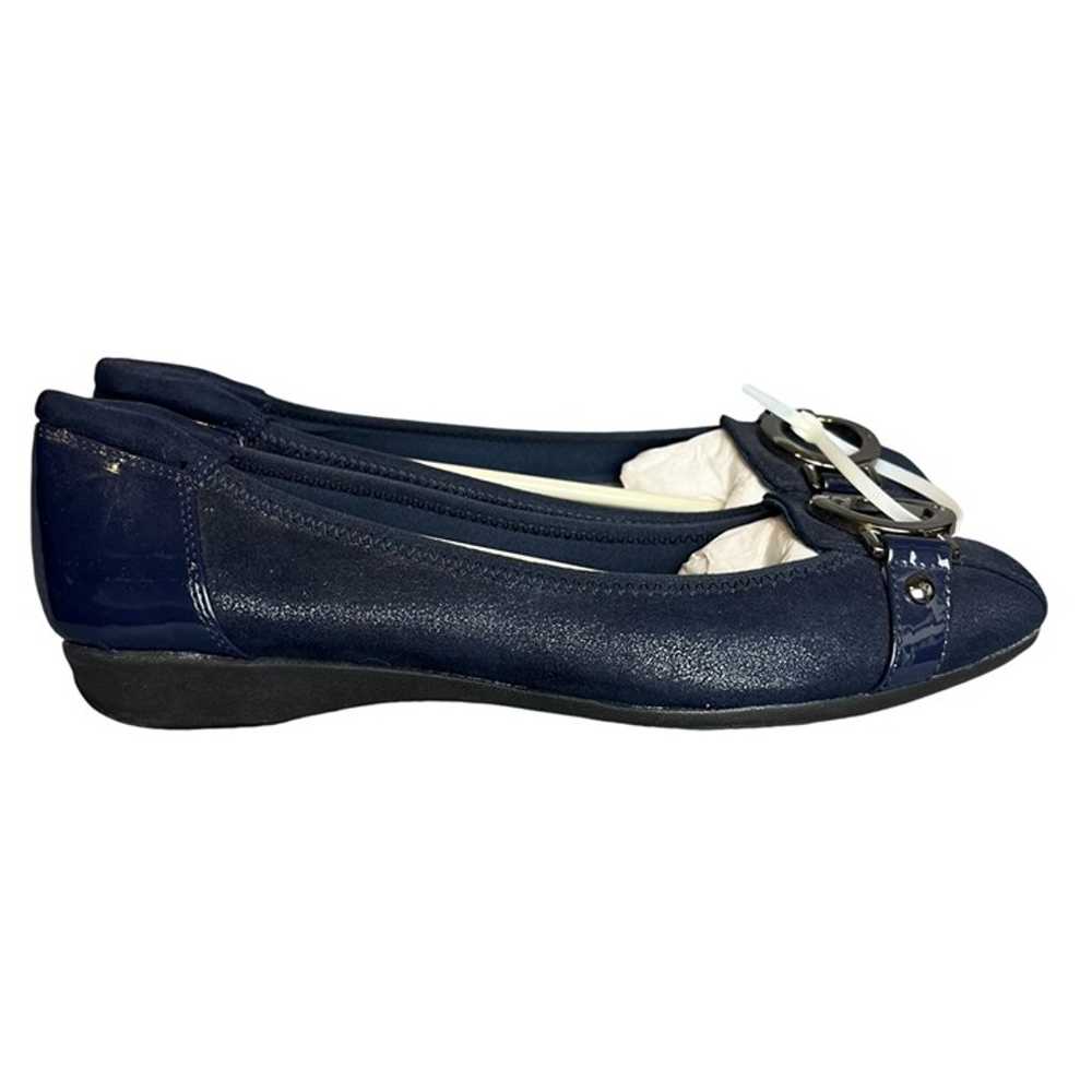 Anne Klein 10 Faux Patent Leather Flats Navy Blue… - image 6