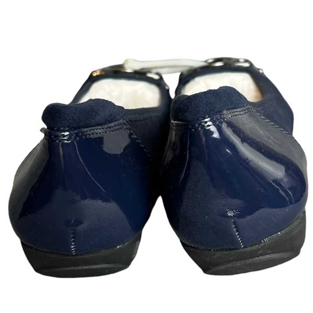 Anne Klein 10 Faux Patent Leather Flats Navy Blue… - image 8