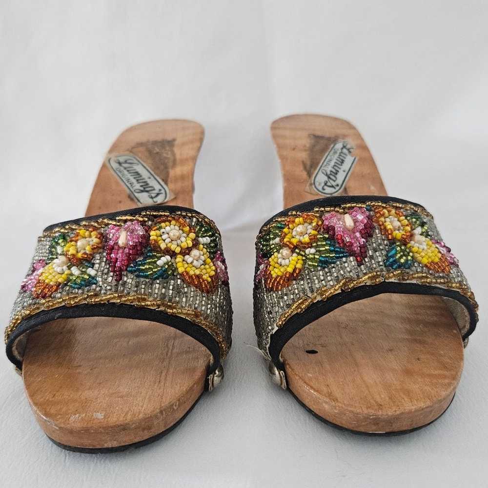 Vintage Luming's Original Beaded Wood Carved Heel… - image 2