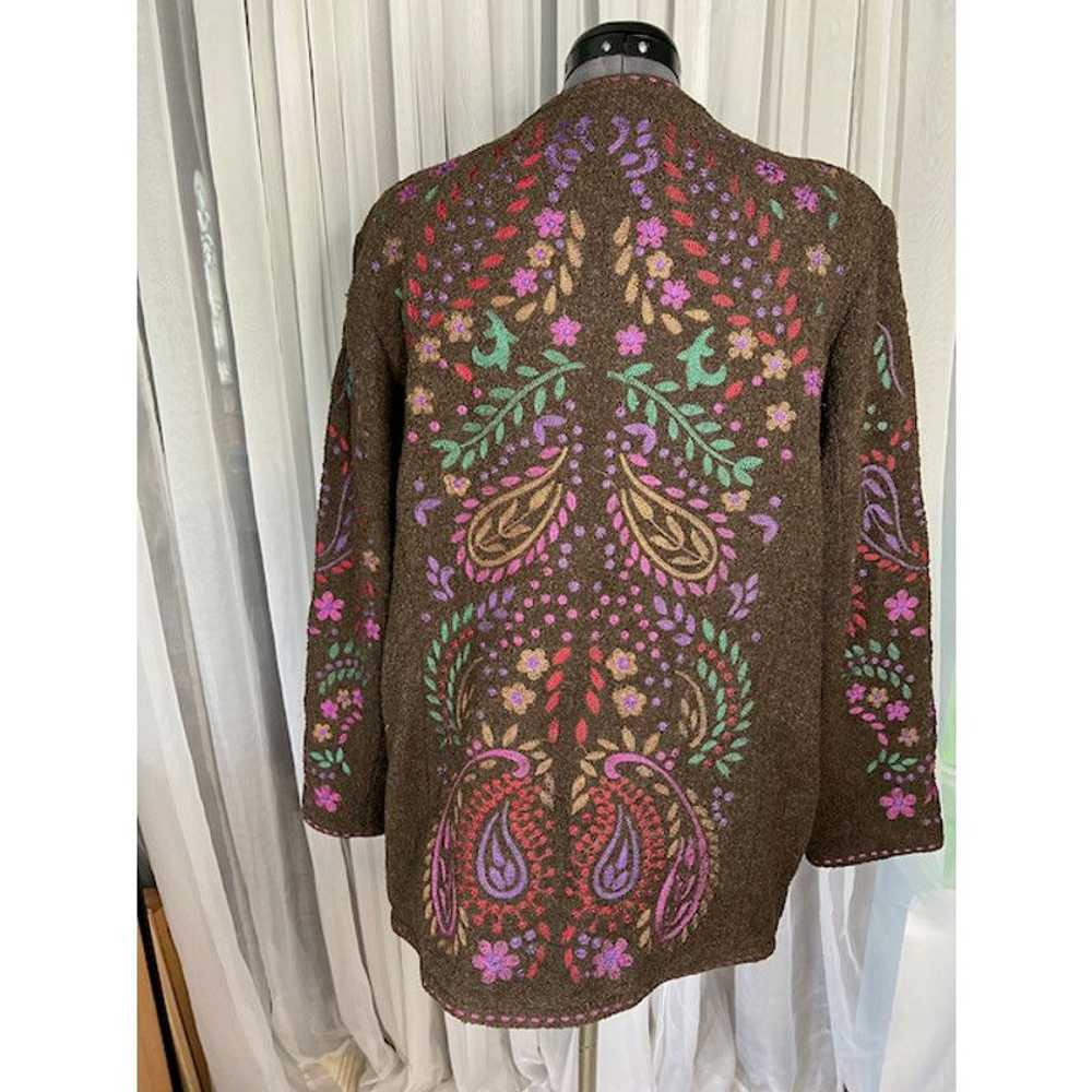 Vintage sweater coat embroidered Linea Louis Dell… - image 3