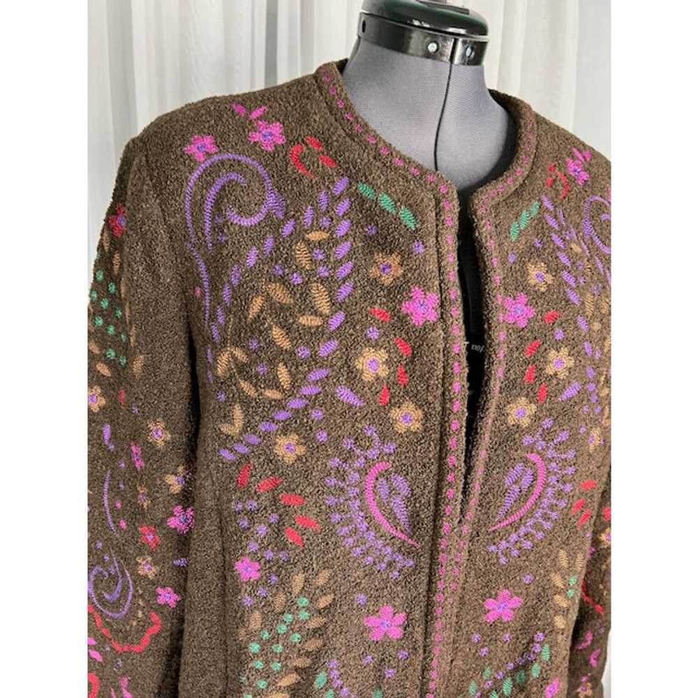 Vintage sweater coat embroidered Linea Louis Dell… - image 4