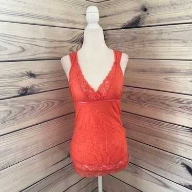 Vintage Y2K L8er Coral Lace V Neck Cami Tank Top - image 1