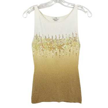 Vintage Cache Gold Ombre Sequin Knit Tank Top Y2K 