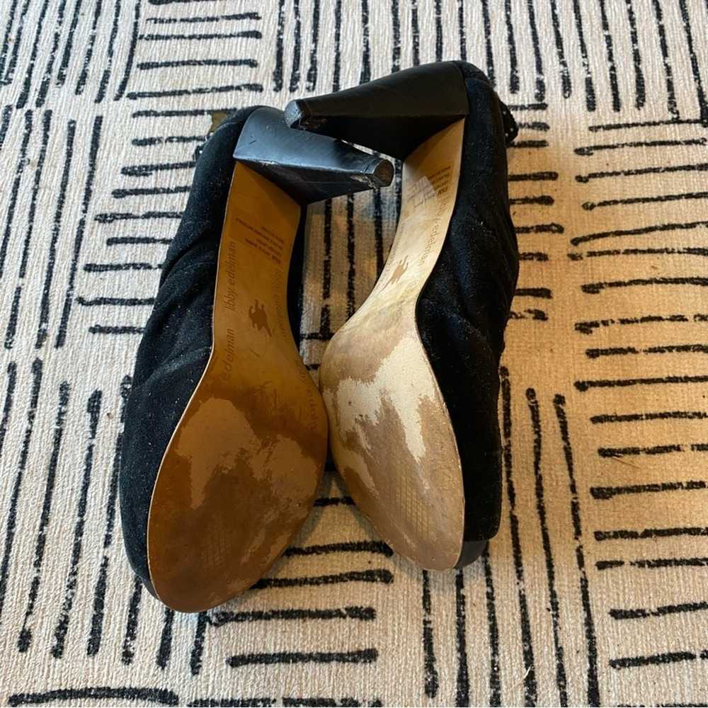 Libby Edelman Suede Slouch Heels Black 9.5 - image 8