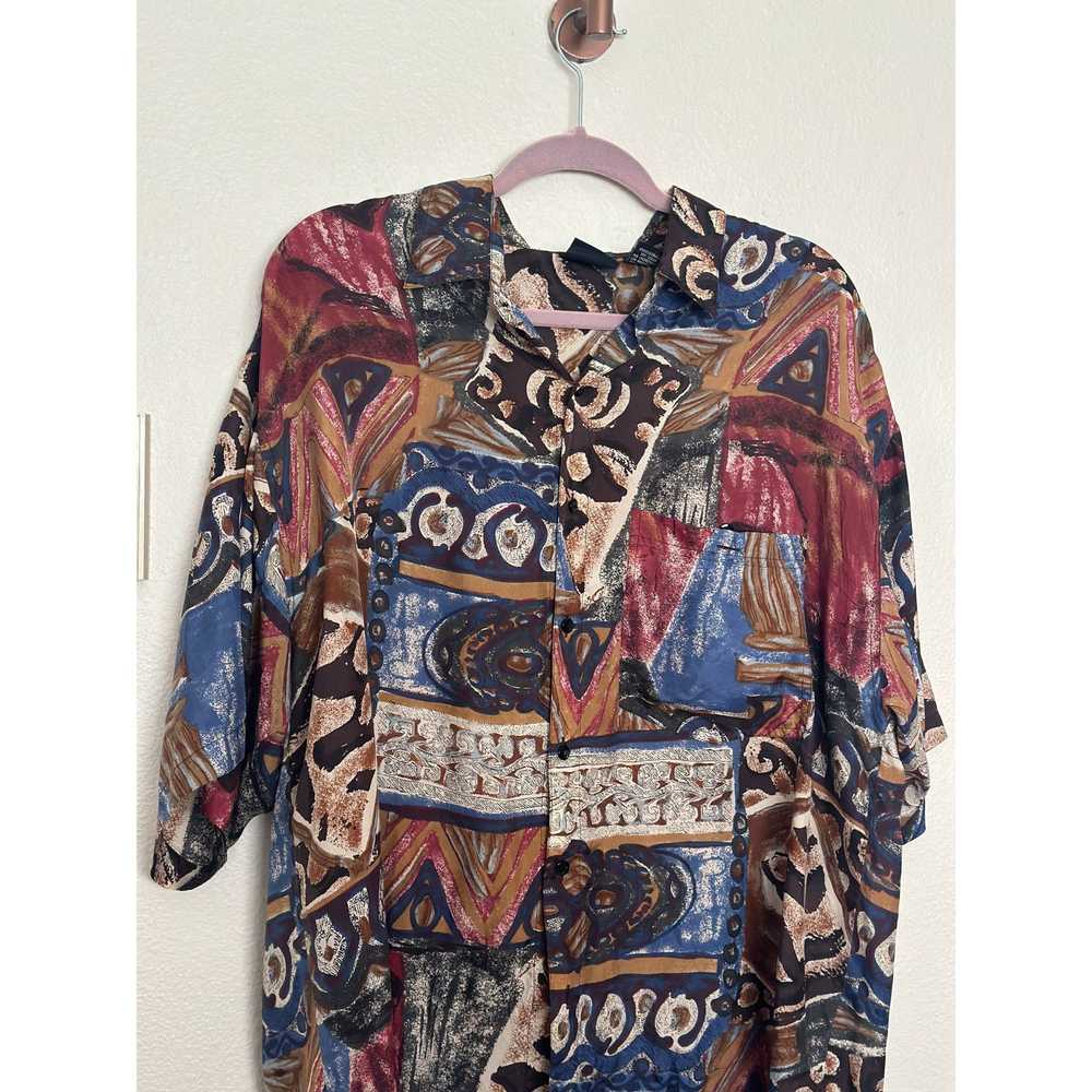 Vintage Vintage 100% Silk Short Sleeve Button Up … - image 2