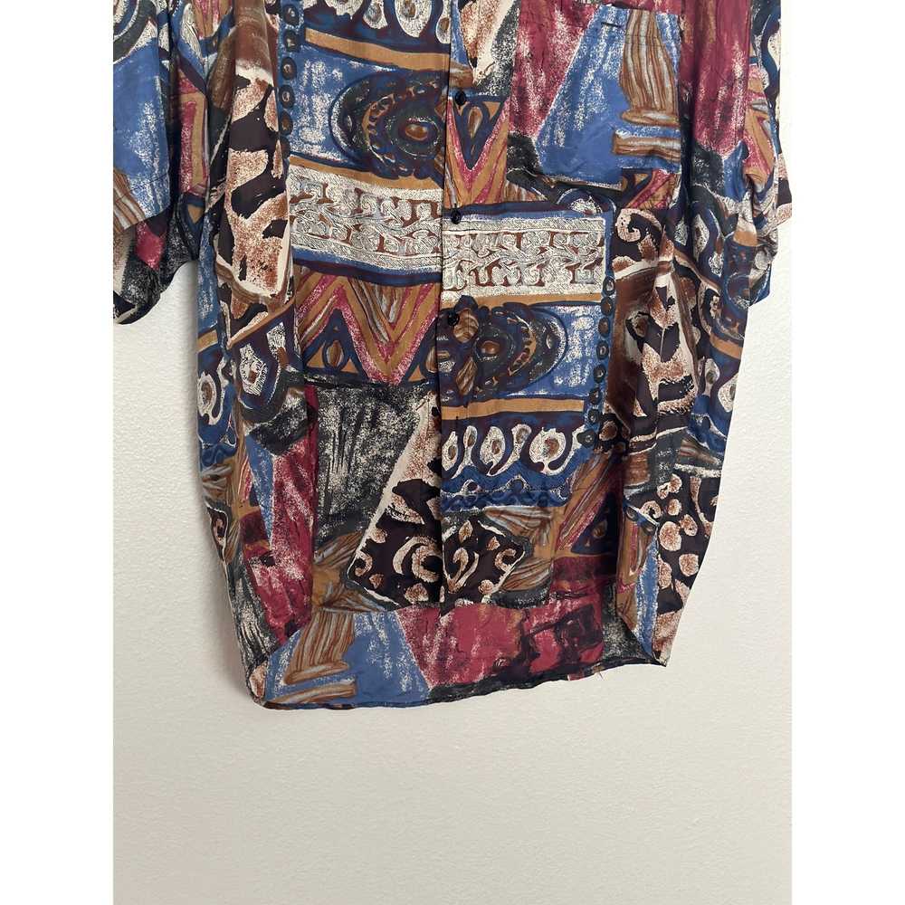 Vintage Vintage 100% Silk Short Sleeve Button Up … - image 3