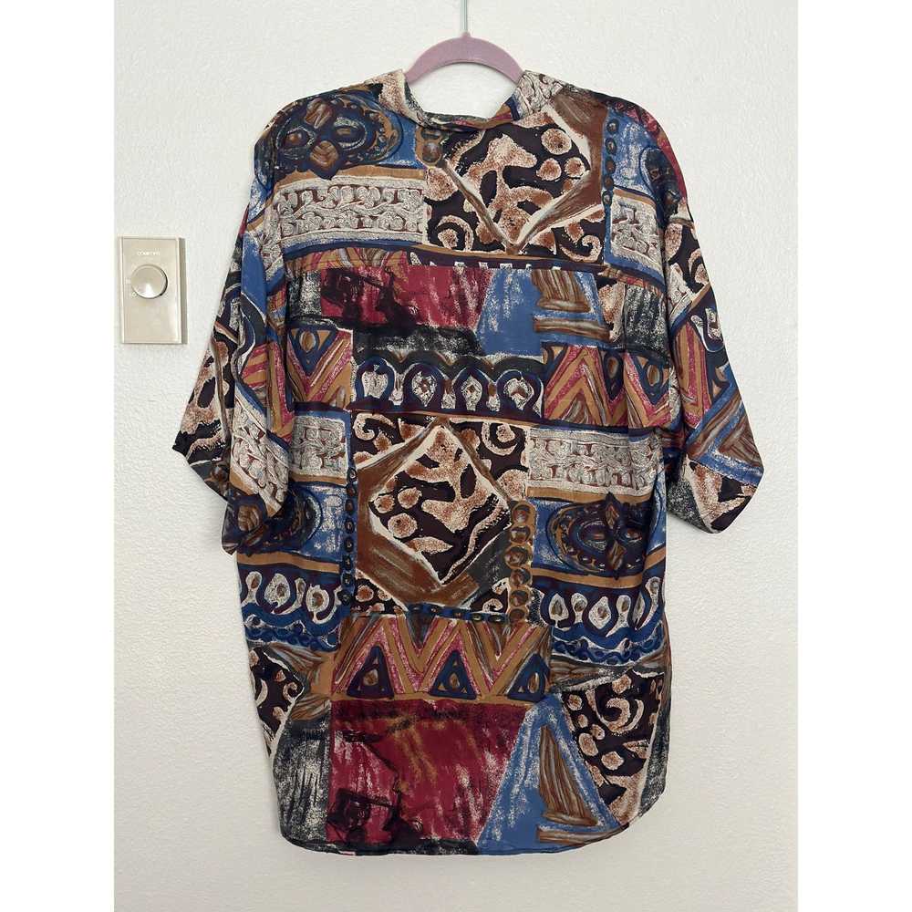 Vintage Vintage 100% Silk Short Sleeve Button Up … - image 6