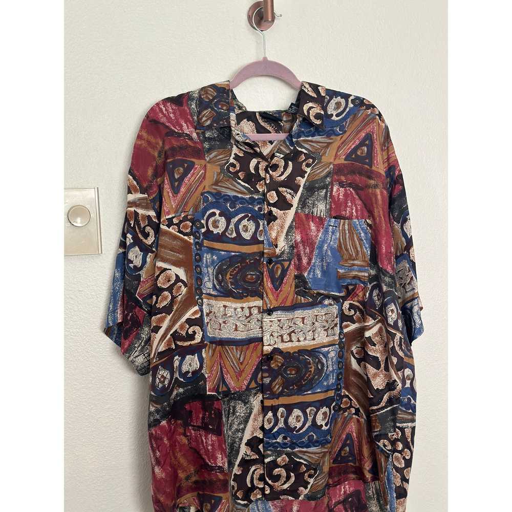 Vintage Vintage 100% Silk Short Sleeve Button Up … - image 8