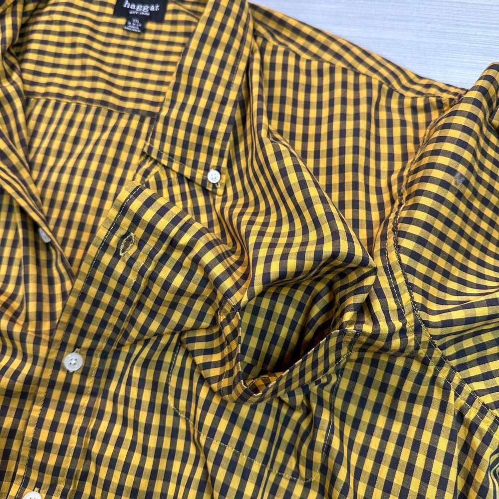 Haggar Haggar Men's XXL Yellow Black Button Down … - image 10