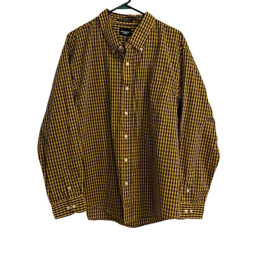 Haggar Haggar Men's XXL Yellow Black Button Down … - image 1