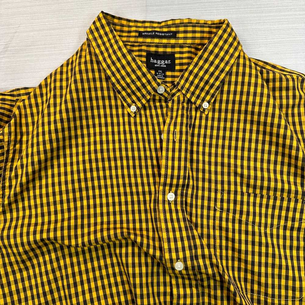 Haggar Haggar Men's XXL Yellow Black Button Down … - image 8