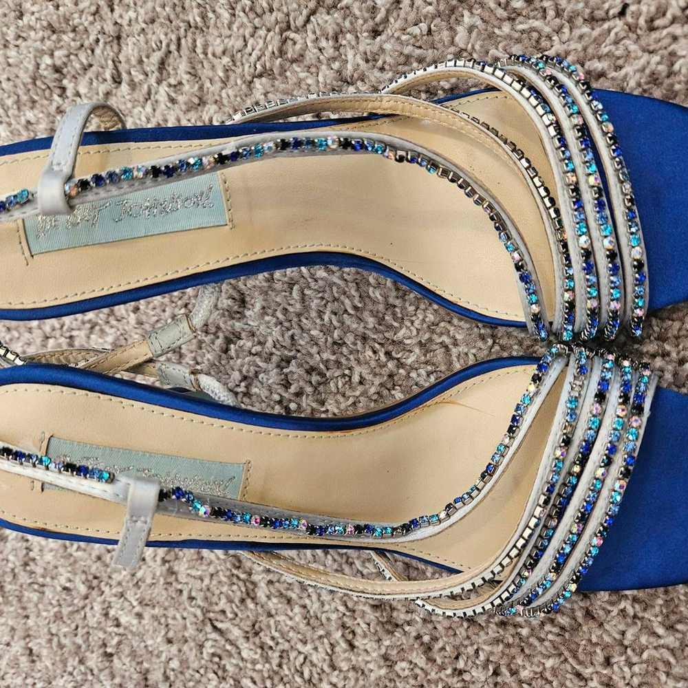 Betsy-Elegant Blue Heeled Sandals w/ Rhinestone S… - image 1