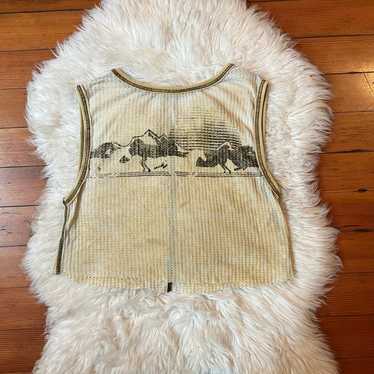 Free People Pale Yellow Wild Horses Mesh graphic … - image 1