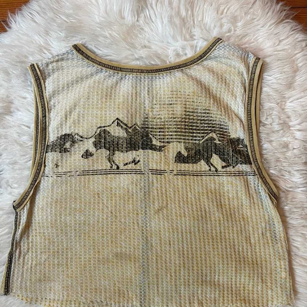 Free People Pale Yellow Wild Horses Mesh graphic … - image 2