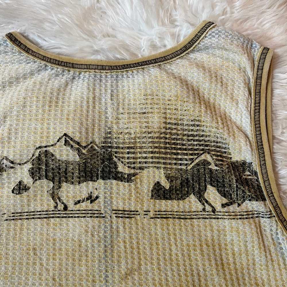 Free People Pale Yellow Wild Horses Mesh graphic … - image 3