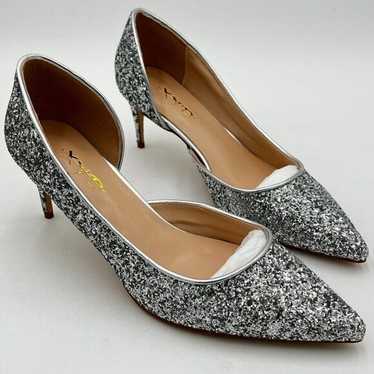 XYD Silver-glitter D'Orsay Low & High Heels Slip-o