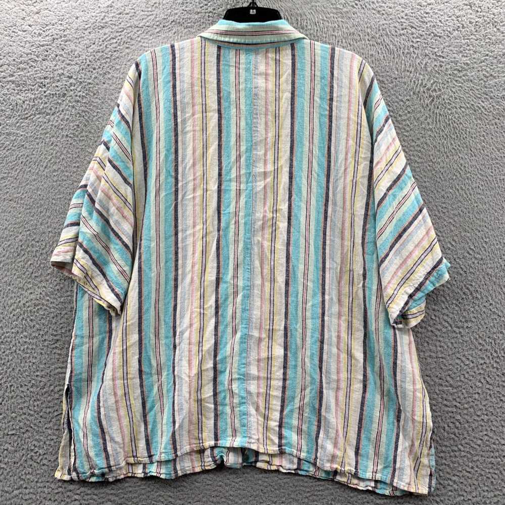 Vintage Womens Striped Linen Blend 1X Button Up B… - image 2