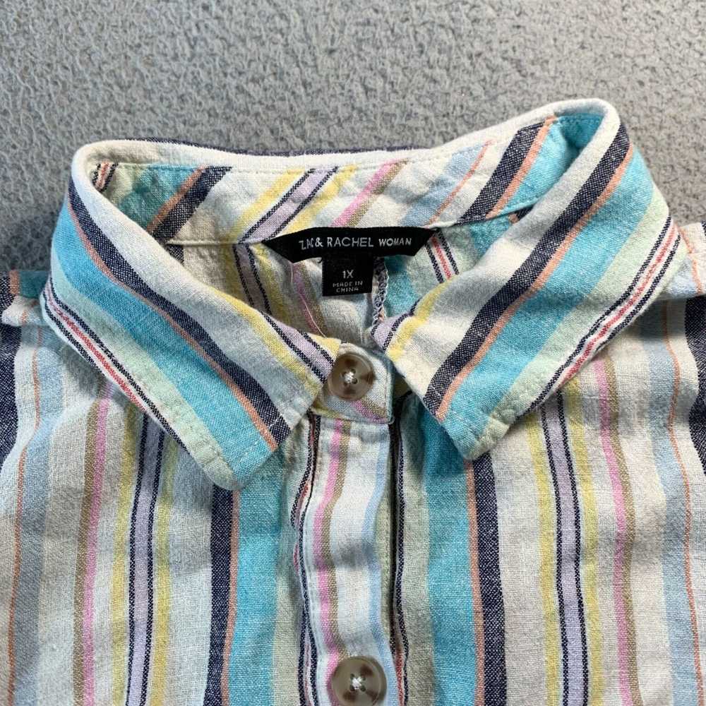 Vintage Womens Striped Linen Blend 1X Button Up B… - image 6