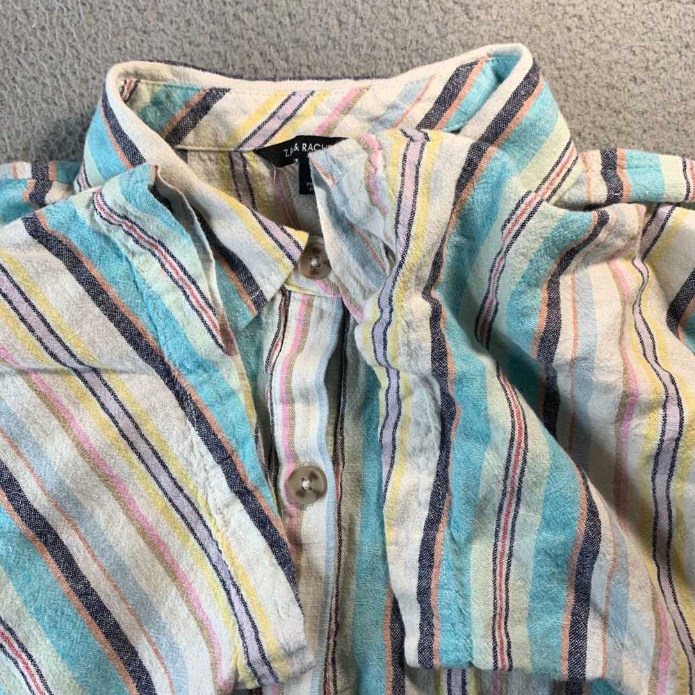 Vintage Womens Striped Linen Blend 1X Button Up B… - image 8