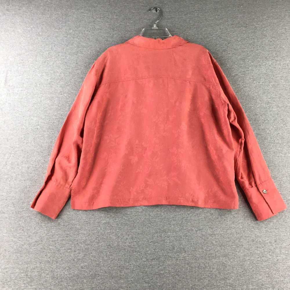 Vintage Red Floral Casual Ladies Silk Long Sleeve… - image 5