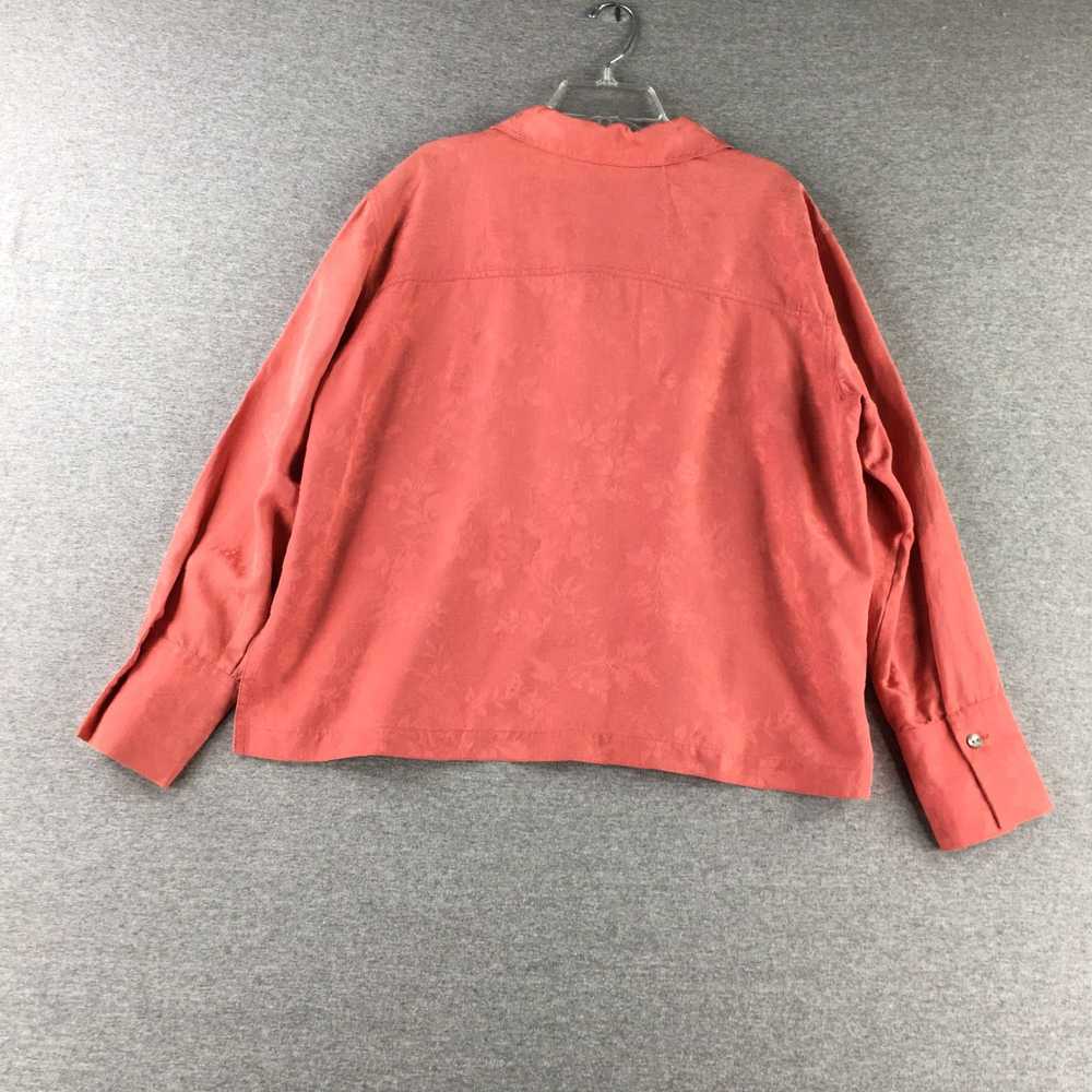 Vintage Red Floral Casual Ladies Silk Long Sleeve… - image 6