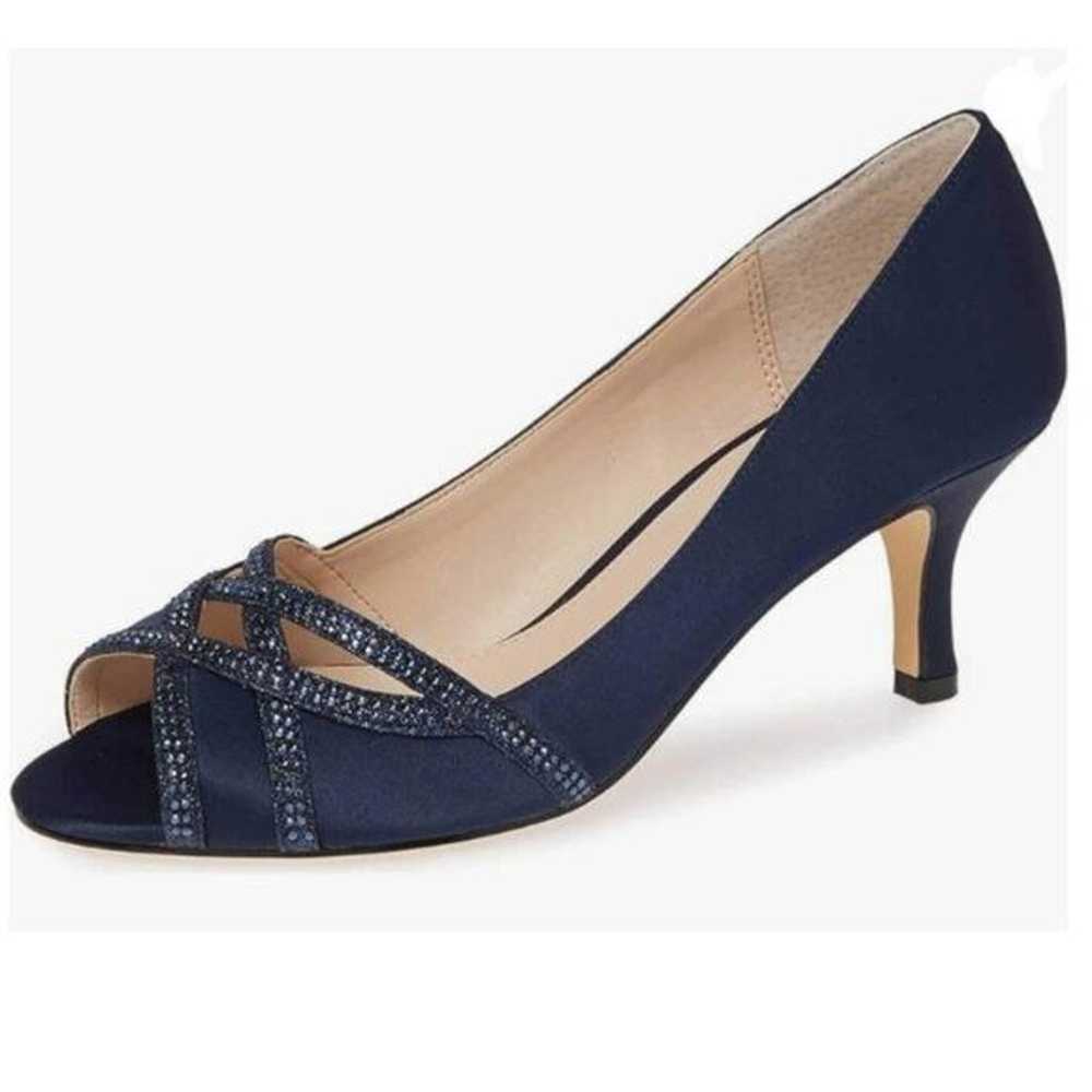 XYD Navy Prom Wedding Kitten Low Heels Dress Pump… - image 1