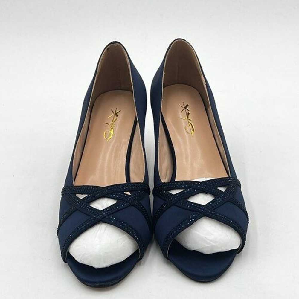 XYD Navy Prom Wedding Kitten Low Heels Dress Pump… - image 3