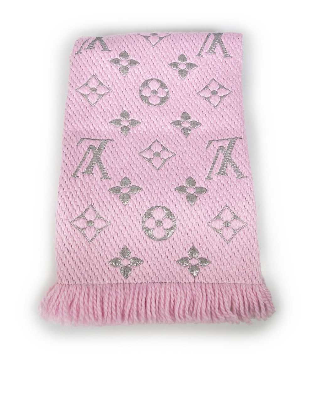 Louis Vuitton Pink Wool Logomania Shine Scarf - image 1